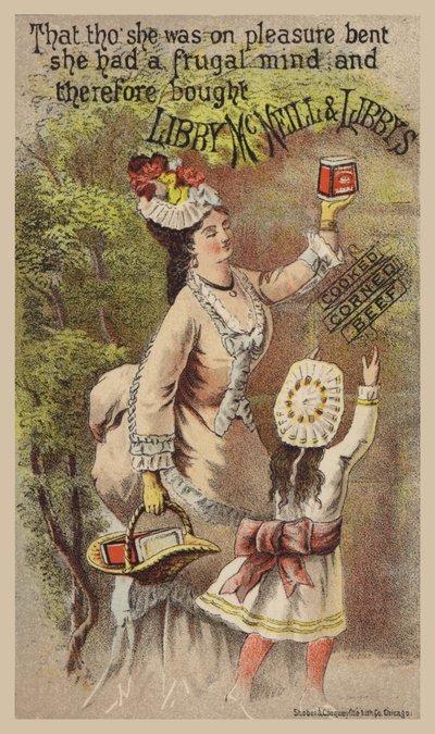 Lady and Girl reklamująca peklowaną wołowinę autorstwa American School
