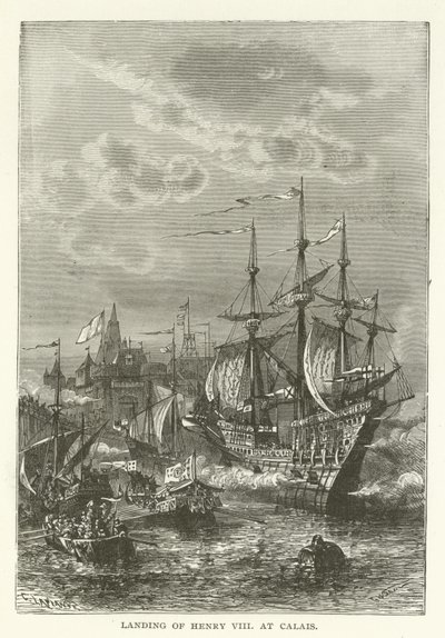 Lądowanie Henryka VIII w Calais autorstwa American School