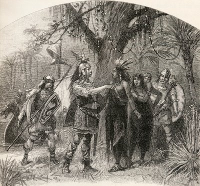 Landing of Northmen, z "A Brief History of the United States", opublikowanej przez A. S. Barnes und Co. w 1885 r. autorstwa American School
