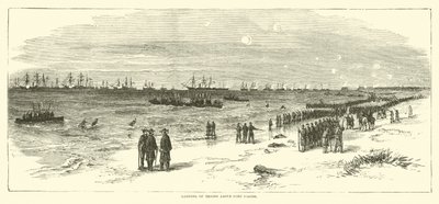 Lądowanie wojsk nad Fort Fisher, styczeń 1865 autorstwa American School