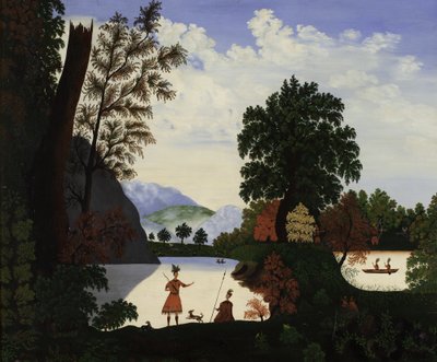 Krajobraz z Indianami, 1880 autorstwa American School