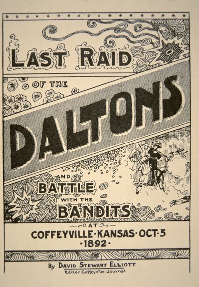 „Ostatni nalot Daltonów... w Coffeyville, Kansas” autorstwa Davida Stewarta Elliota, 5 października 1892 (lito) autorstwa American School