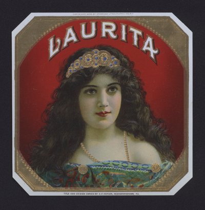 Laurita, etykieta na cygaro (chromolitho) autorstwa American School