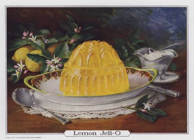 Lemon Jell-O, reklama wyprodukowana dla Genesee Pure Food Company, Le Roy, Nowy Jork, USA (kolorowa litografia) autorstwa American School