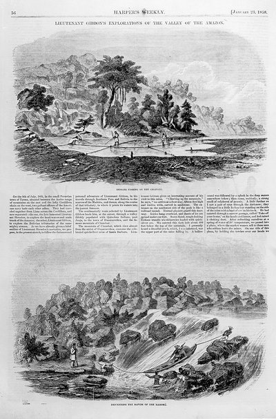 Eksploracje doliny Amazonki porucznika Gibbona, z „Tygodnika Harpera”, 23 stycznia 1838 autorstwa American School