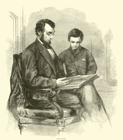 Lincoln w domu, kwiecień 1865 autorstwa American School