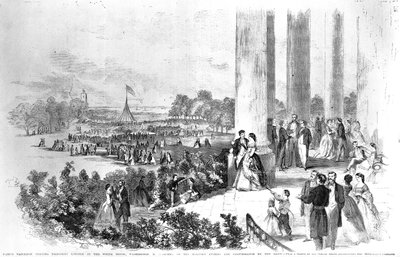 Przyjęcie w Białym Domu Lincolna dla cesarza Napoleona (1808-73) z Ilustrowanej Gazety Franka Leslie 17 sierpnia 1861 autorstwa American School