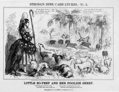 Little Bo-Peep i jej głupia owca, opublikowana przez T W Strong, Nowy Jork, 1861 autorstwa American School
