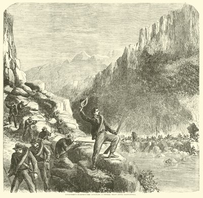 Strzelcy wyborowi Longstreets atakują pociąg federalny nad Chattanooga, październik 1863 r autorstwa American School