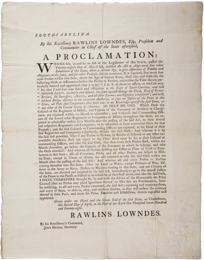 Przysięga Lojalności w obronie Niepodległości Karoliny Południowej, 2 kwietnia 1778 r. autorstwa American School