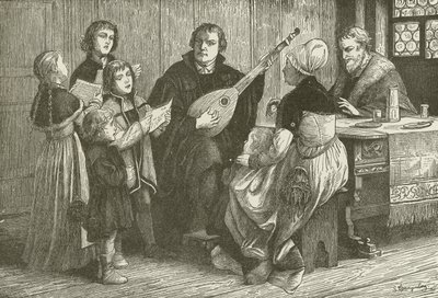 Luter pośród swojej rodziny autorstwa American School