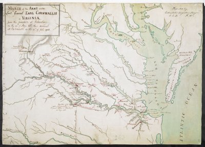 MARSZ ARMII pod dowództwem generała porucznika EARLA CORNWALLISA w WIRGINII, od POŁĄCZENIA w Petersburgu 20 maja do przybycia do Portsmouth 12 lipca 1781 r. autorstwa American School