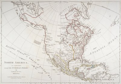 Mapa przedstawiająca Amerykę Północną podzieloną przez mocarstwa europejskie, 1774 autorstwa American School