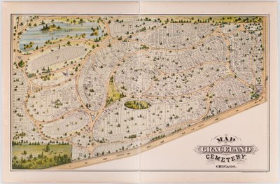 Mapa cmentarza Graceland, ok. 1875 r. autorstwa American School