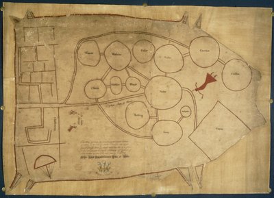 Mapa rdzennych ziem indyjskich, c.1721-25 (welum) autorstwa American School