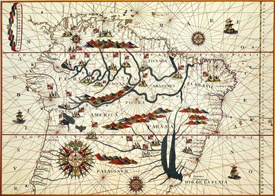 Mapa Ameryki Południowej w 1582 r. autorstwa American School