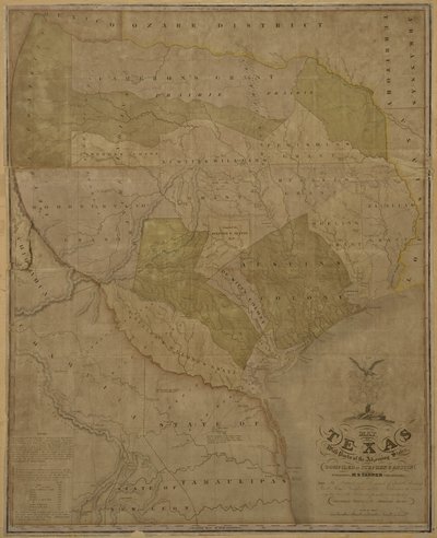 Mapa Teksasu z częściami sąsiednich stanów autorstwa American School