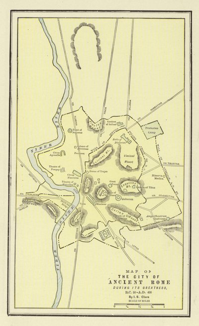 Mapa miasta starożytnego Rzymu w okresie jego świetności, pne 30-AD 400 autorstwa American School