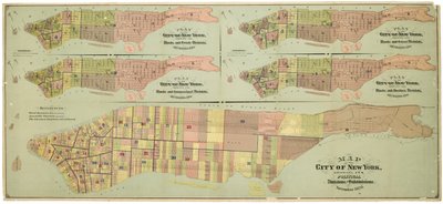 Mapa miasta Nowy Jork, pokazująca jego podziały polityczne i podpodziały autorstwa American School