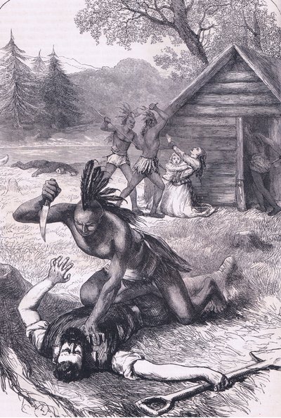 Masakra osadników, ilustracja z publikacji Cassell