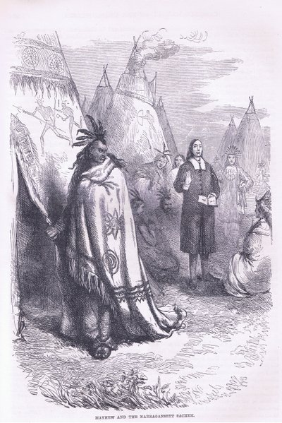 Mayhew and the Naragansett 1674, ilustracja z pubu Cassell