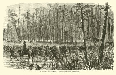 Korpus McClernanda maszerujący przez bagna, marzec 1863 autorstwa American School