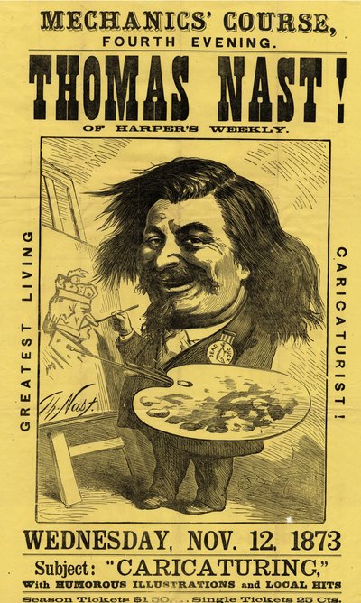 Kurs Mechaniki, czwarty wieczór. Thomas Nast!, wyd. Currier & Ives, 1873 autorstwa American School