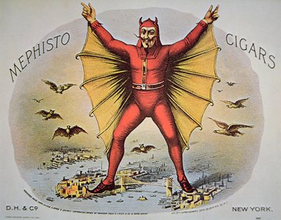 Etykieta cygar Mephisto, wydrukowana przez F. Heppenheimer