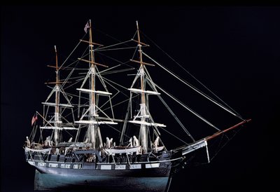 Model XVIII-wiecznego statku wielorybniczego (drewno) autorstwa American School
