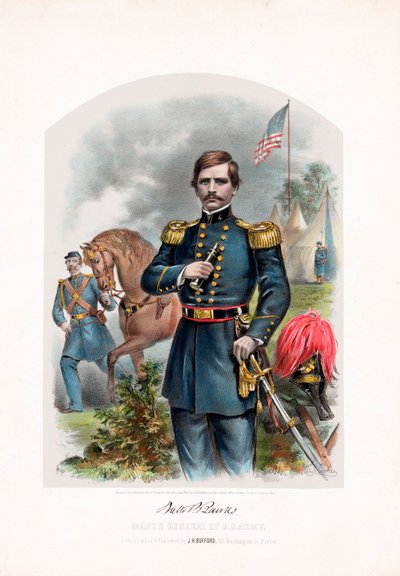 Nathaniel P. Banks, generał dywizji US Army, wyd. 1861 kolorowa litografia autorstwa American School