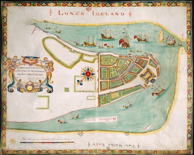 Nowy Jork: plan Manhattanu, Long Island, rzeki Hudson i Nowego Amsterdamu autorstwa American School