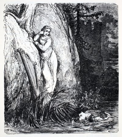 Nixes, ze Światowego przewodnika po gnomach, wróżkach, elfach i innych małych ludziach Thomasa Keightleya (1789-1872) opublikowane w 1880 r. (BW Engraving) autorstwa American School