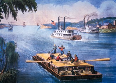 Na Missisipi, c.1866 (kolor litho) autorstwa American School