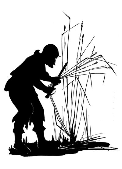 Jeden z zestawów sylwetek Robinsona Crusoe (litografia) autorstwa American School