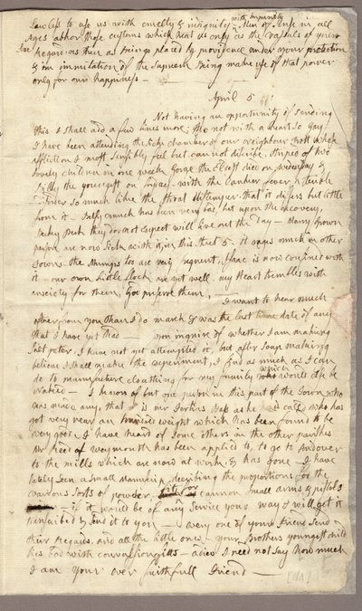 Strona 3, List Abigail Adams do Johna Adamsa, 31 marca - 5 kwietnia 1776 (tusz na papierze) autorstwa American School