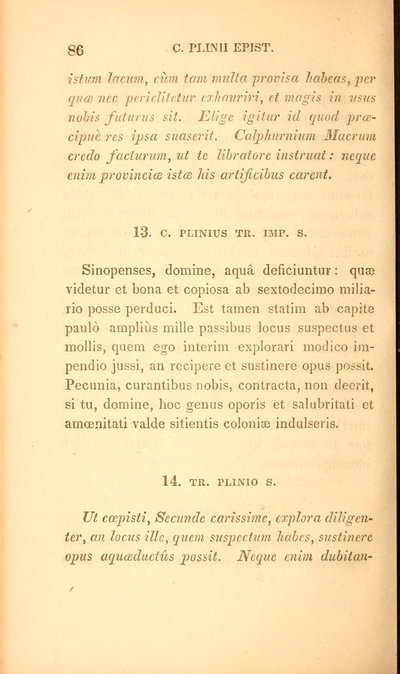 Strona z „Wybrane listy Pliniusza Młodszego”, księga X, wydana w Bostonie autorstwa American School