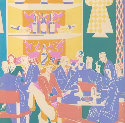 Patroni przy stolikach w Art Deco Jazz Club autorstwa American School