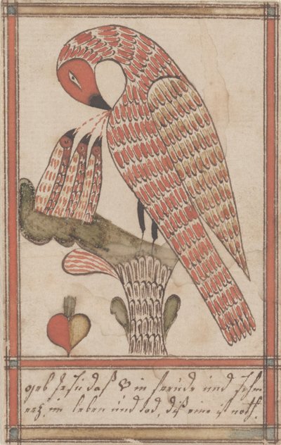 Pelikan w swojej pobożności, ok. 1800 (atrament i toaleta na papierze) autorstwa American School