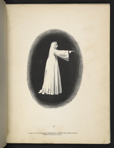Płyta 3. Duch w bieli.  Spektropia; lub, Zaskakujące iluzje widmowe pokazujące duchy wszędzie i w dowolnym kolorze itp. Ser. 1.  J.H. brązowy  1864 autorstwa American School