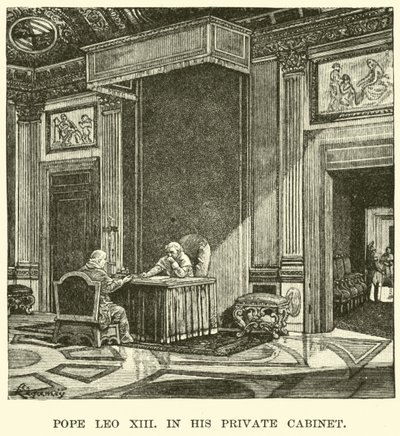 Papież Leon XIII w swoim prywatnym gabinecie autorstwa American School