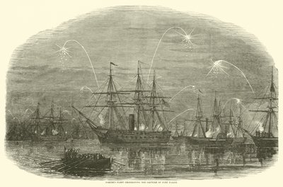 Flota tragarzy świętująca zdobycie Fortu Fisher, styczeń 1865 r. autorstwa American School