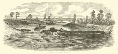 Flota tragarzy przechodząca przez tamę w Aleksandrii, maj 1864 r. autorstwa American School