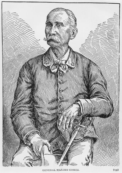 Portret generała Maximo Gomeza (1836-1905) z Historii Kuby Murata Halsteada, opublikowany w 1898 r. autorstwa American School