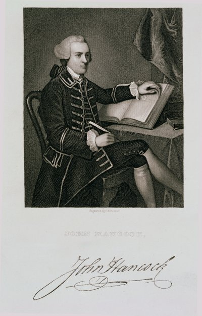 Portret Johna Hancocka, rytowany przez Johna B. Forresta (1814-70) autorstwa American School