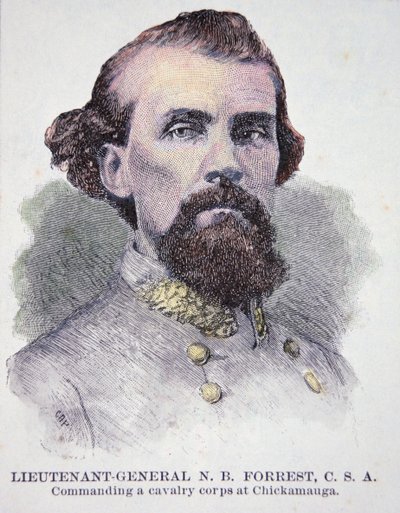 Portret generała porucznika Nathana B. Forresta (1821-77) (lito) autorstwa American School