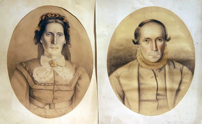 Portret męża i żony, ok. 1880 (kolorowe kredy na papierze) autorstwa American School