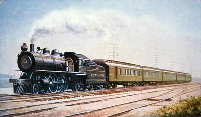 Pocztówka z Empire State Express nr 999 linii kolejowej New York Central & Hudson River Railroad autorstwa American School