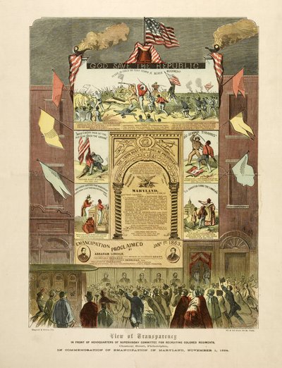 Plakat upamiętniający „Emancypację w Maryland, 1 listopada autorstwa American School
