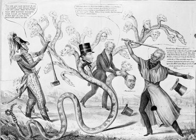 Prezydent Andrew Jackson (1767-1845) zabija Hydrę autorstwa American School