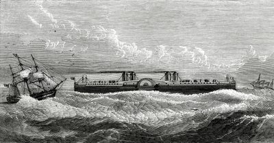 Proponowany parowiec promowy między Dover i Calais, ilustracja z Appletons Journal, 4 maja 1872 r. autorstwa American School